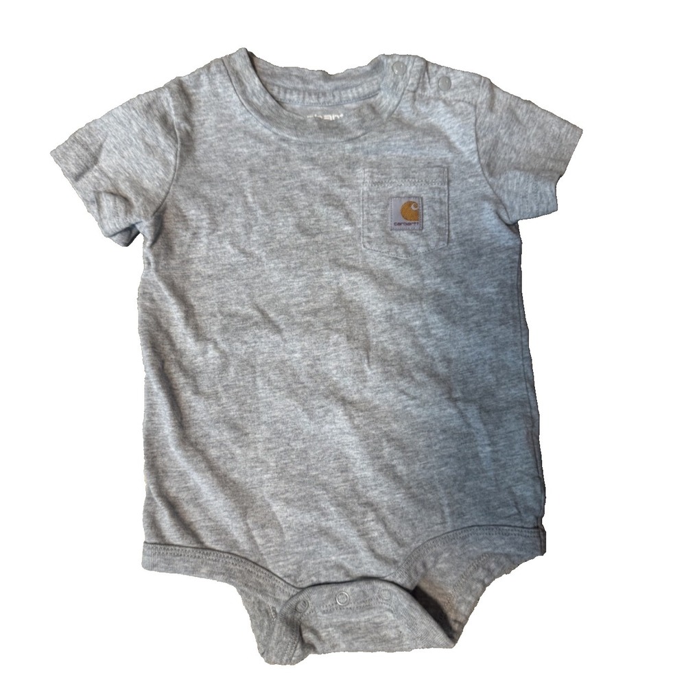 Carhartt Baby Bodysuit 9M Gray Darling Farm One-Piece Short Sleeve